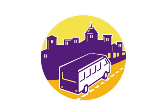 Tourist Van City Cityscape Circle Retro example image 1