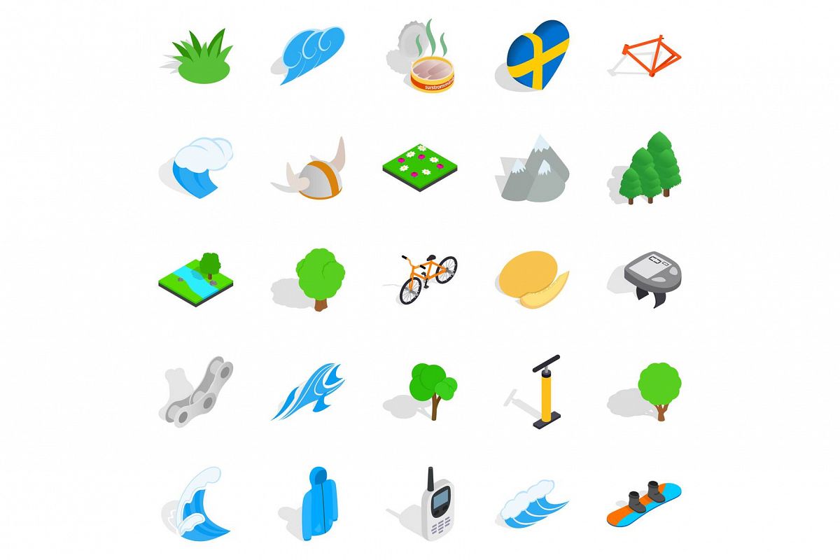 Unity with nature icons set, isometric style example image 1