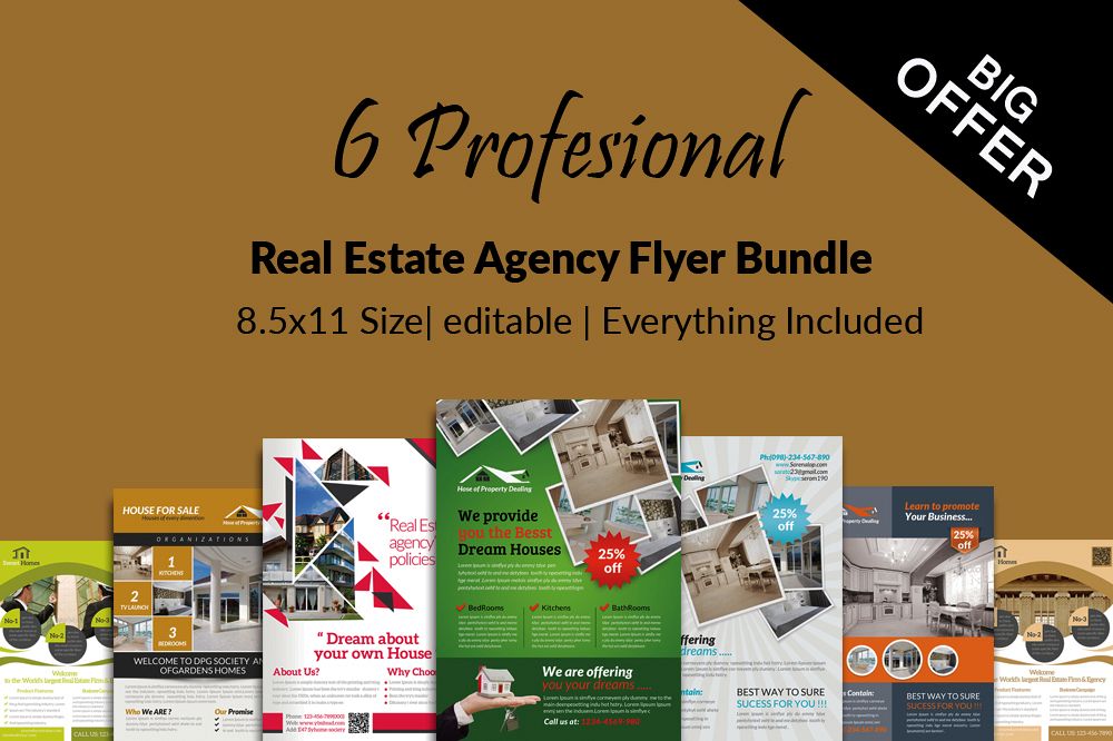 6 Real Estate Agency Flyers Bundle example image 1