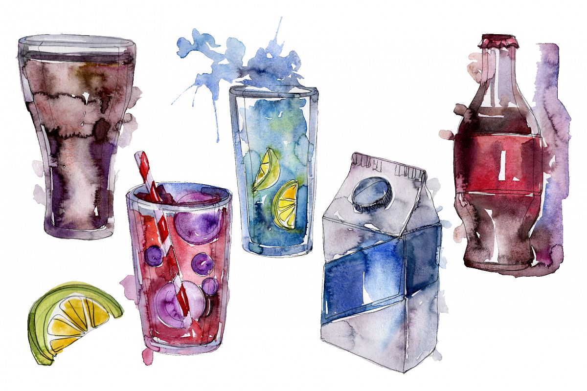 Gin Drinks Watercolor png example image 1
