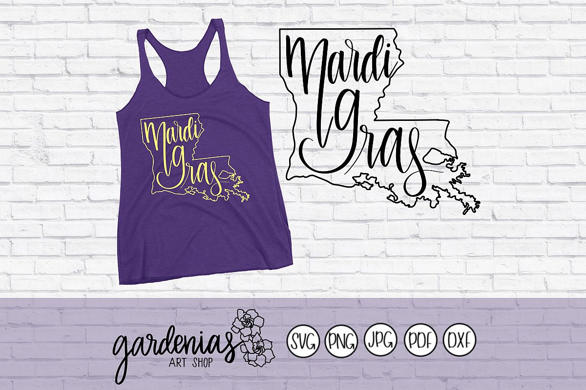 Mardi Gras Louisiana Map Outline example image 1