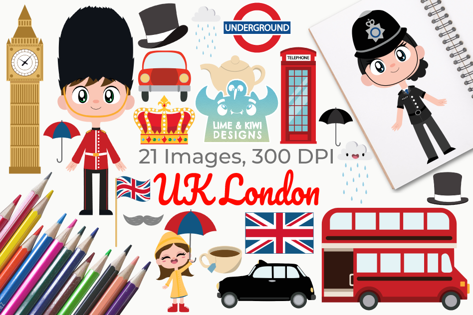 UK London Clipart, Instant Download Vector Art example image 1