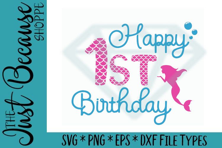Download Happy 1st Birthday Mermaid, SVG Design -0438