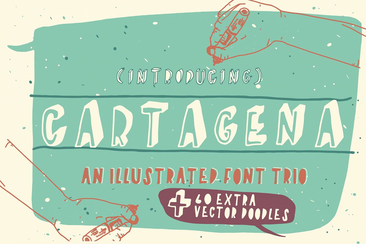 Cartagena Hand Drawn Font Trio example image 1