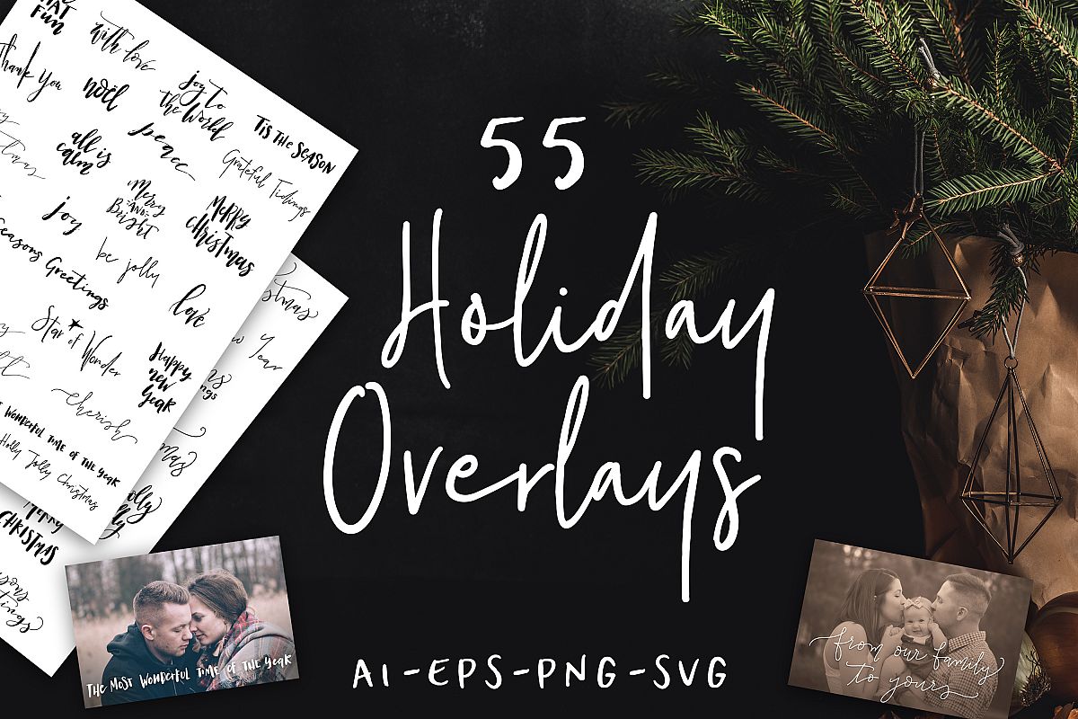 55 Hand Lettered Holiday Overlays example image 1