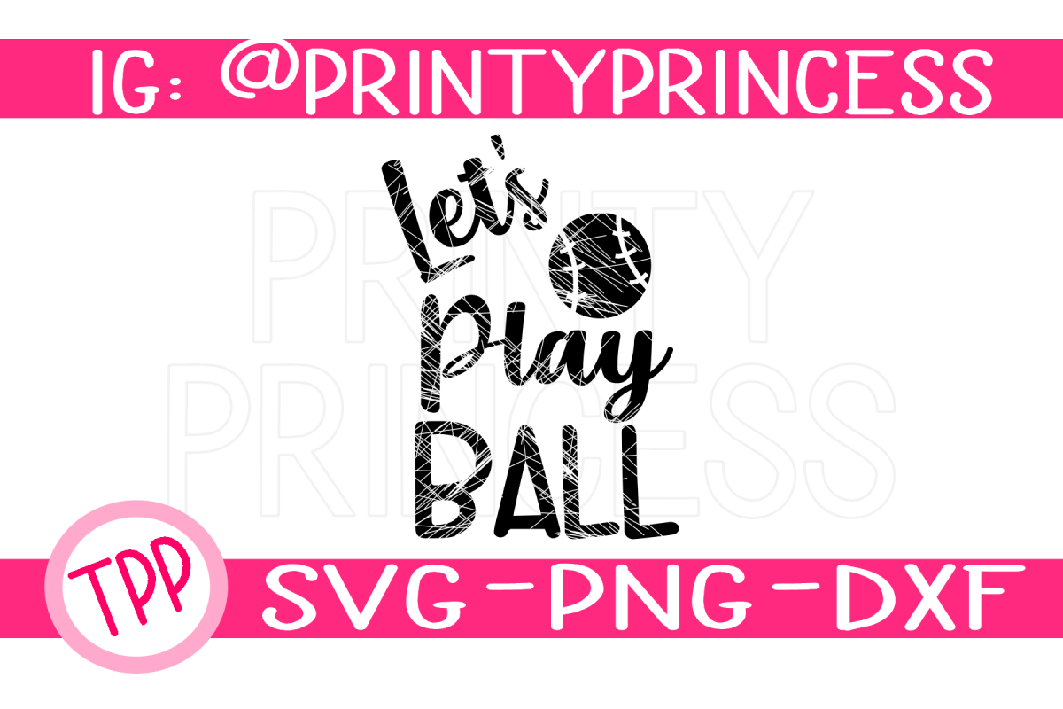Distressed Baseball svg, Softball svg Let's Play Ball design example image 1