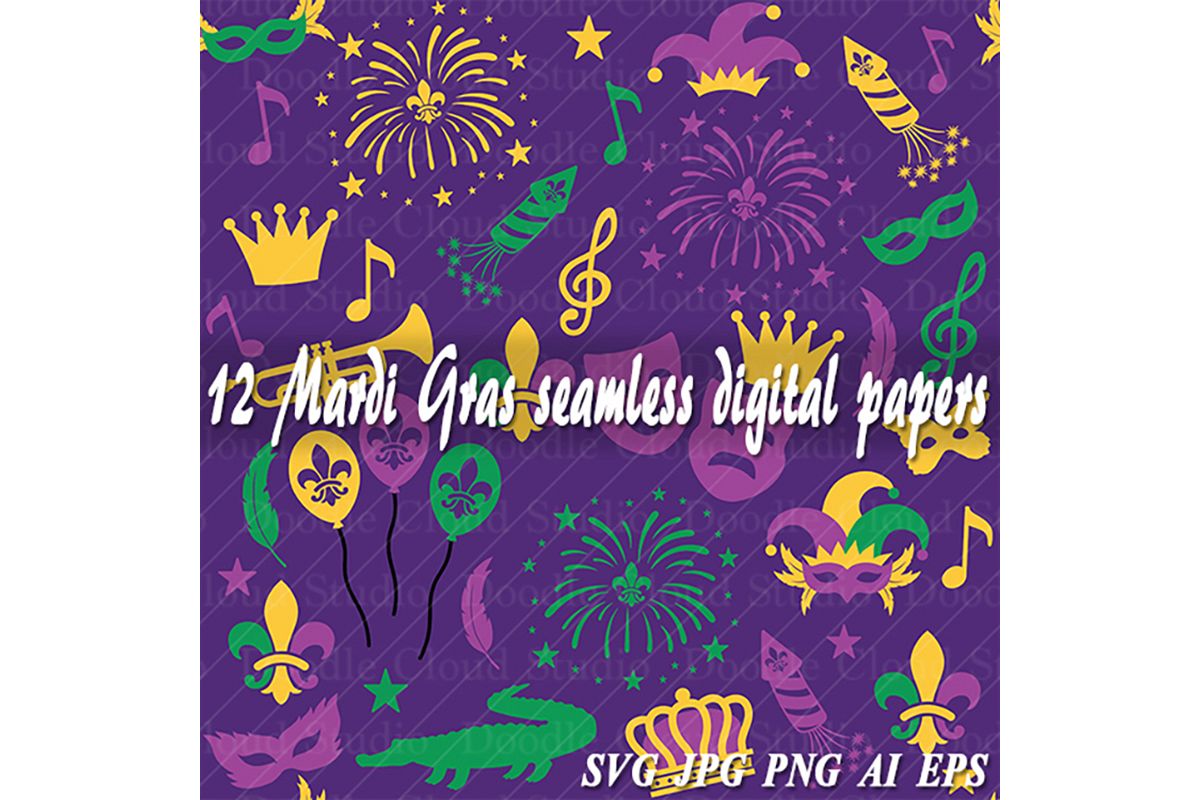 Download Mardi Gras Digital Paper Mardi Gras Seamless Background 426920 Illustrations Design Bundles