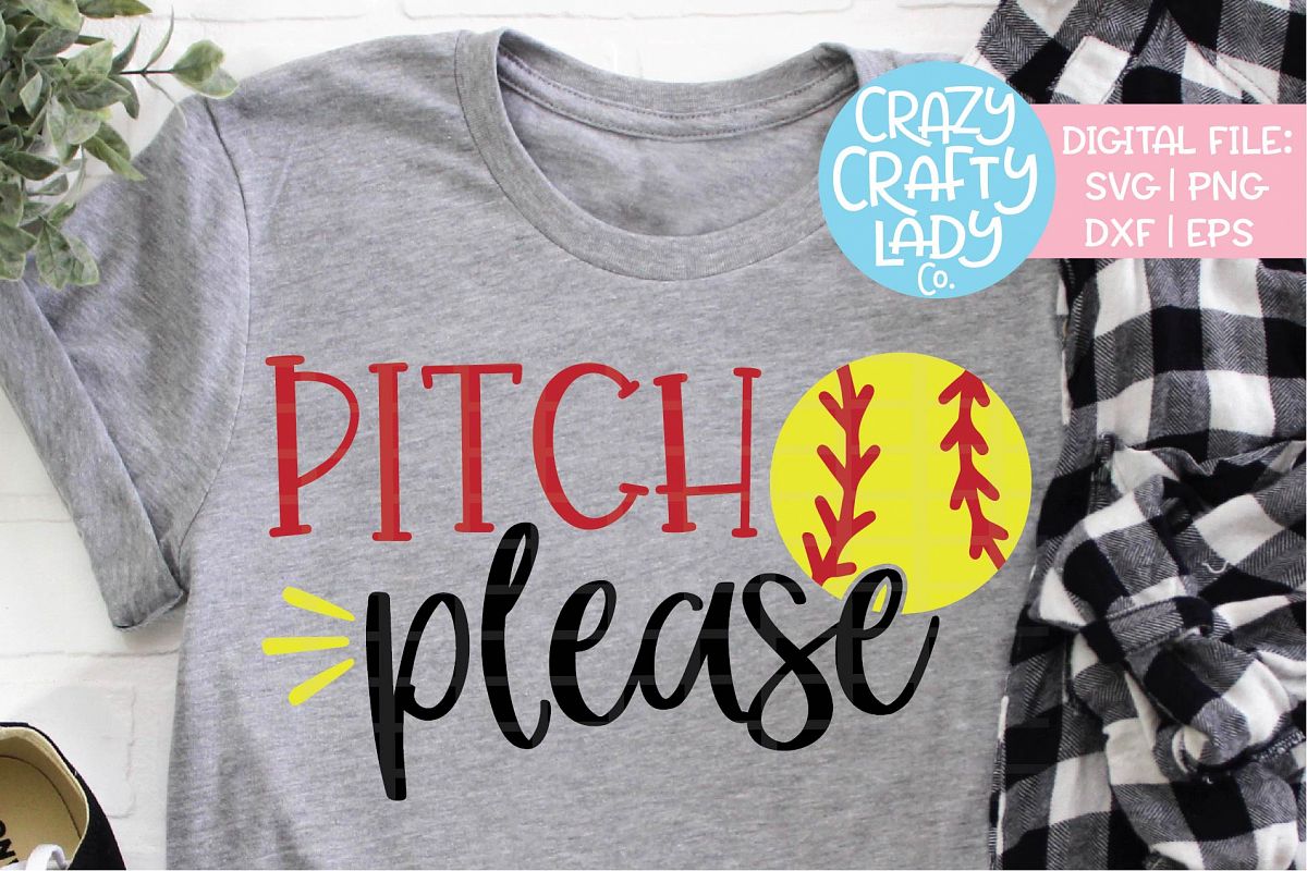 Pitch Please Softball SVG DXF EPS PNG Cut File example image 1
