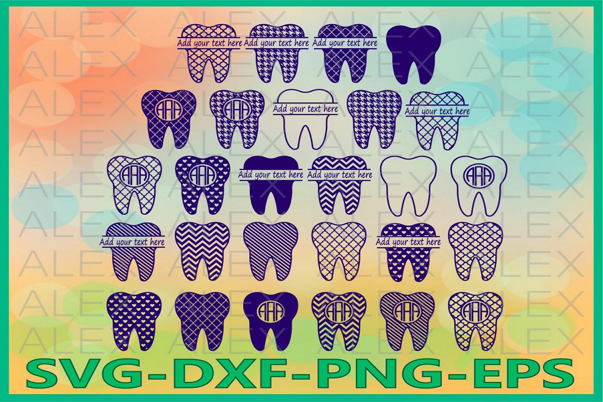 Tooth Monogram Files, Tooth Files, Tooth Svg Files example image 1