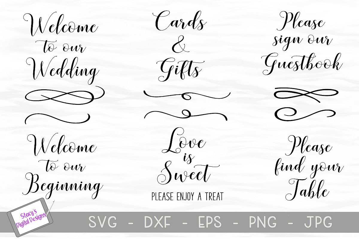 Download Wedding SVG Bundle - 6 wedding SVG files, 1 set of dividers (166876) | Cut Files | Design Bundles
