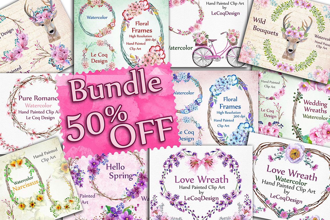 Watercolor floral Bundle 1 example image 1