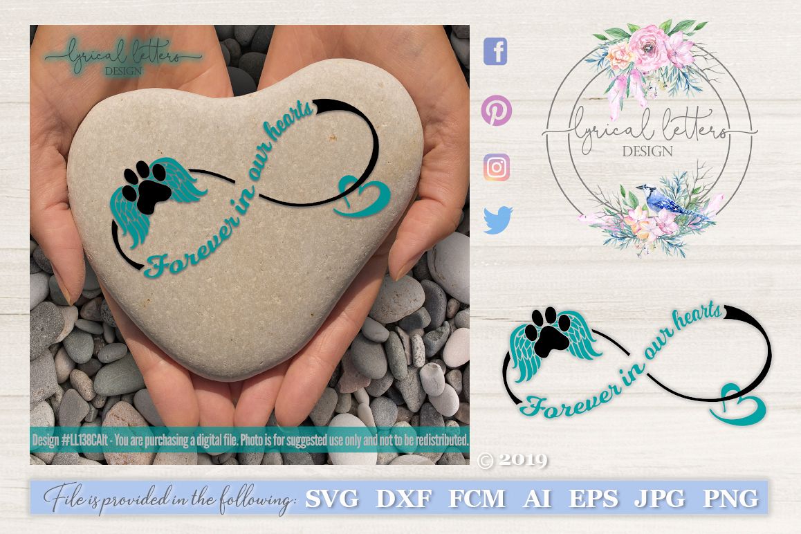 Forever In OUR Hearts Dog Memorial SVG Cut File LL138C Alt example image 1