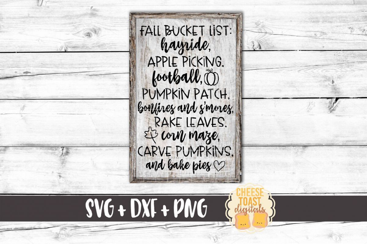 Fall Bucket List - Fall Sign SVG PNG DXF Cut Files example image 1