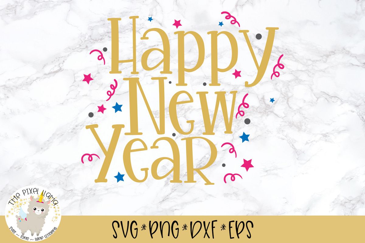 Happy New Year Celebrate SVG Cut File example image 1