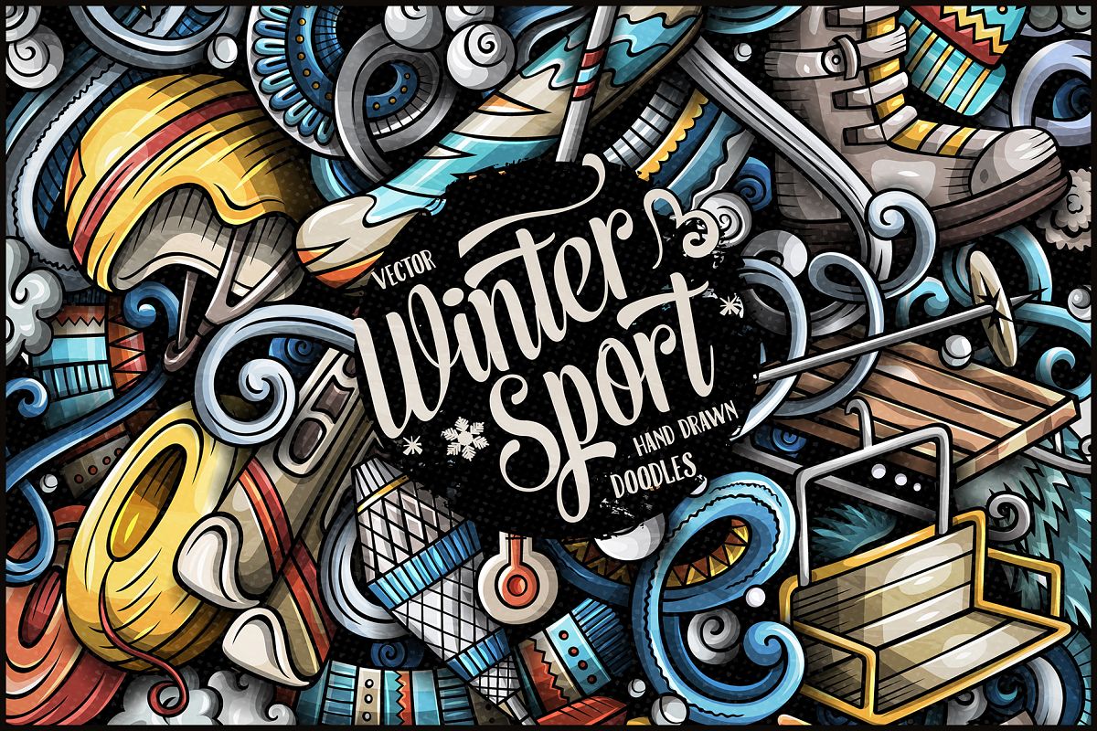 Winter Sports Vector Doodle Illustration example image 1