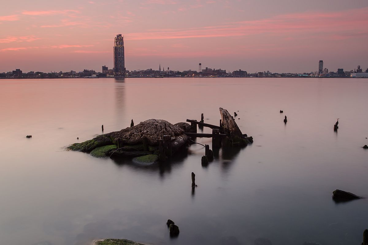 Broken pier view during sunrise example image 1