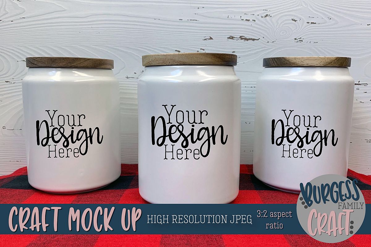 Ceramic canister & plaid Craft mock up |High Resolution JPEG example image 1