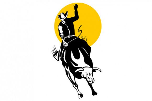 Rodeo Cowboy Bull Riding Retro example image 1
