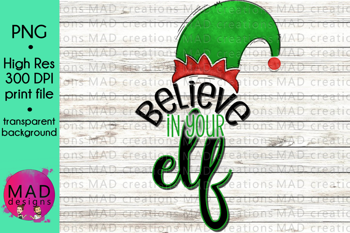 Christmas Elf - Believe In Your Elf - Hat and Shoes Socks example image 1