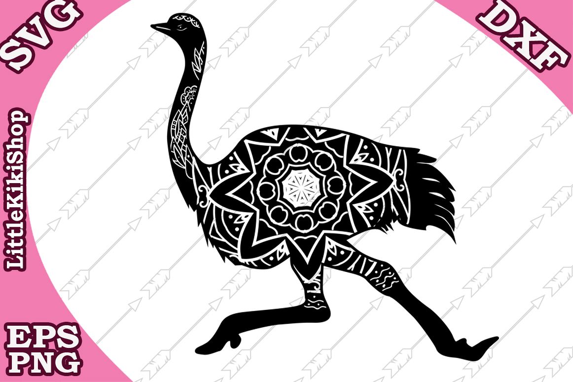 Zentangle Ostrich Svg,Mandala Ostrich Svg,Zentangle animal example image 1