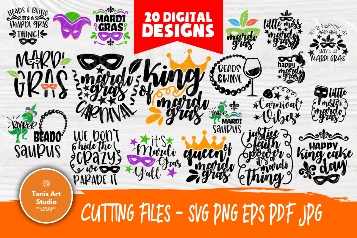Mardi Gras SVG Bundle | 20 Funny Mardi Gras Quotes example image 1