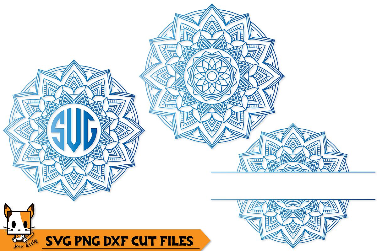Mandala Monogram Set of 3 - SVG PNG DXF Cut Files example image 1
