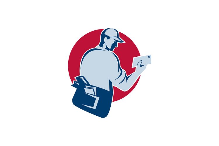 mailman postman deliver mail envelope retro example image 1