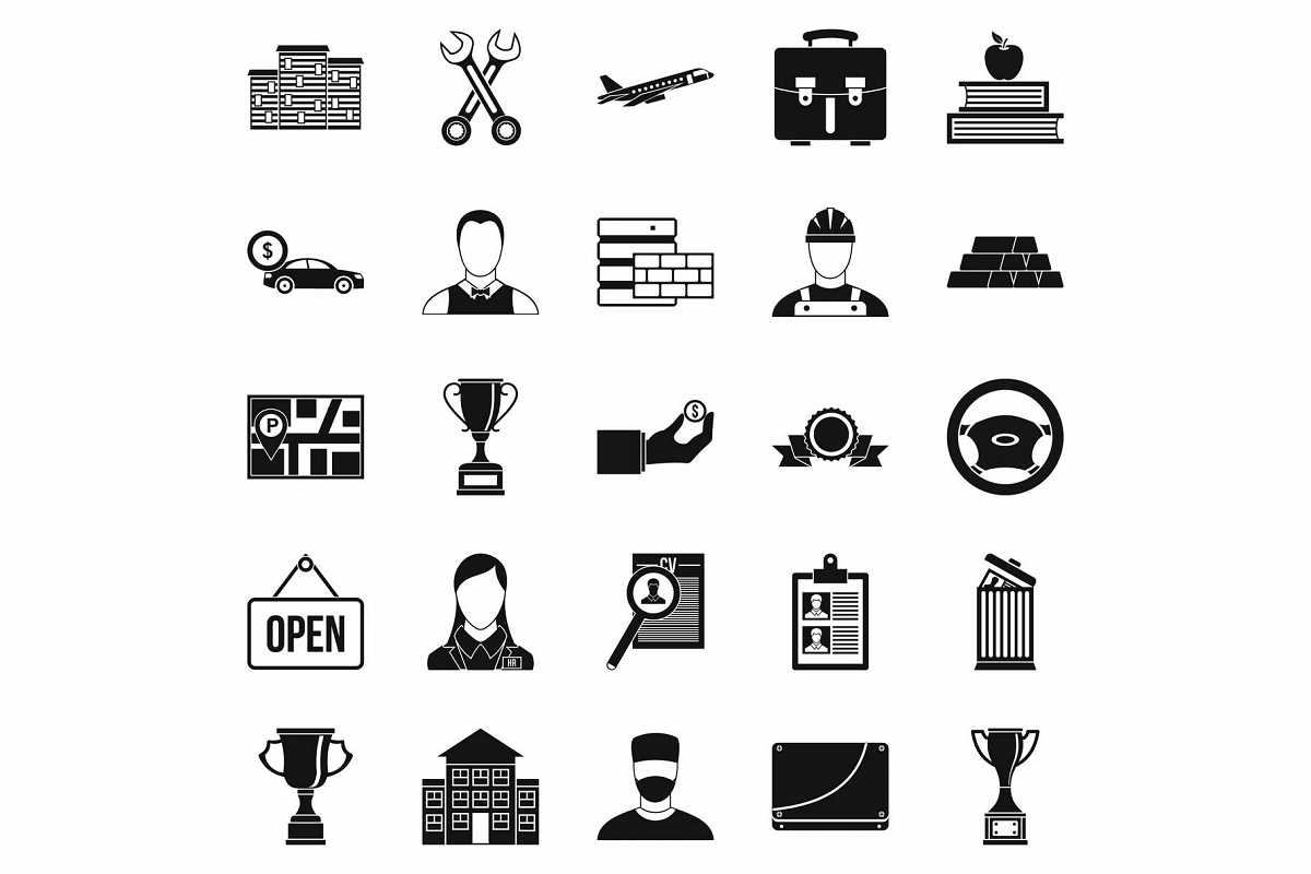 Exchequer icons set, simple style example image 1