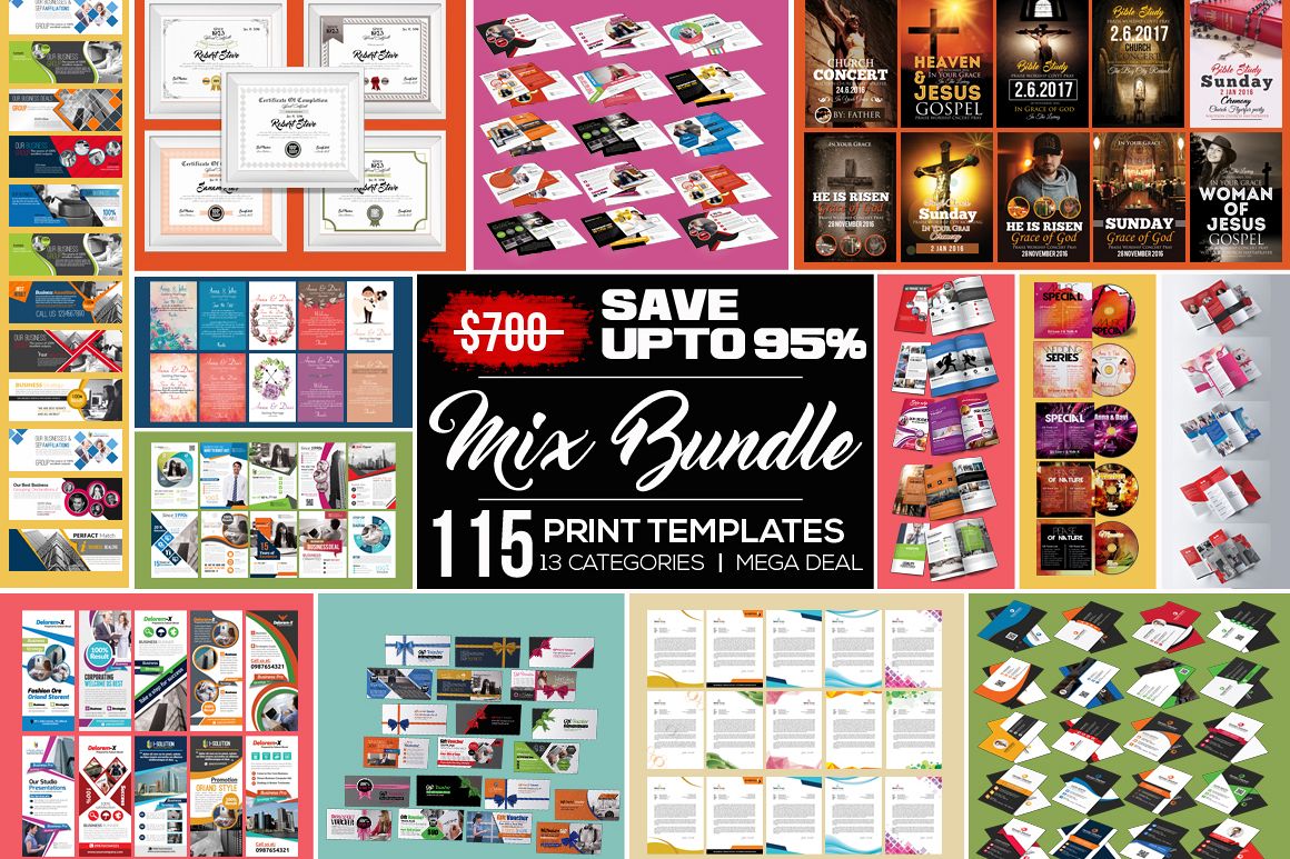 115 Mix Print Template Mega Bundle / Low Priced example image 1