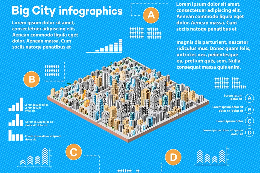 Urban infographics with isometric city example image 1
