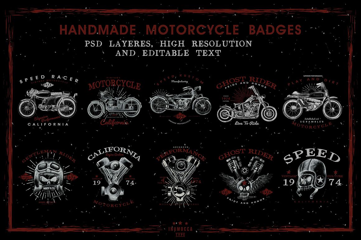 HandDraw Vintage Motorcycle Badges example image 1