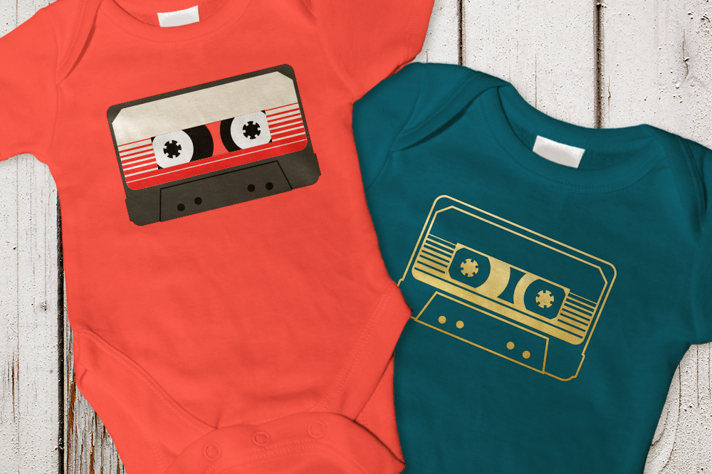 Retro Striped Mix Tape SVG File Cutting Template example image 1