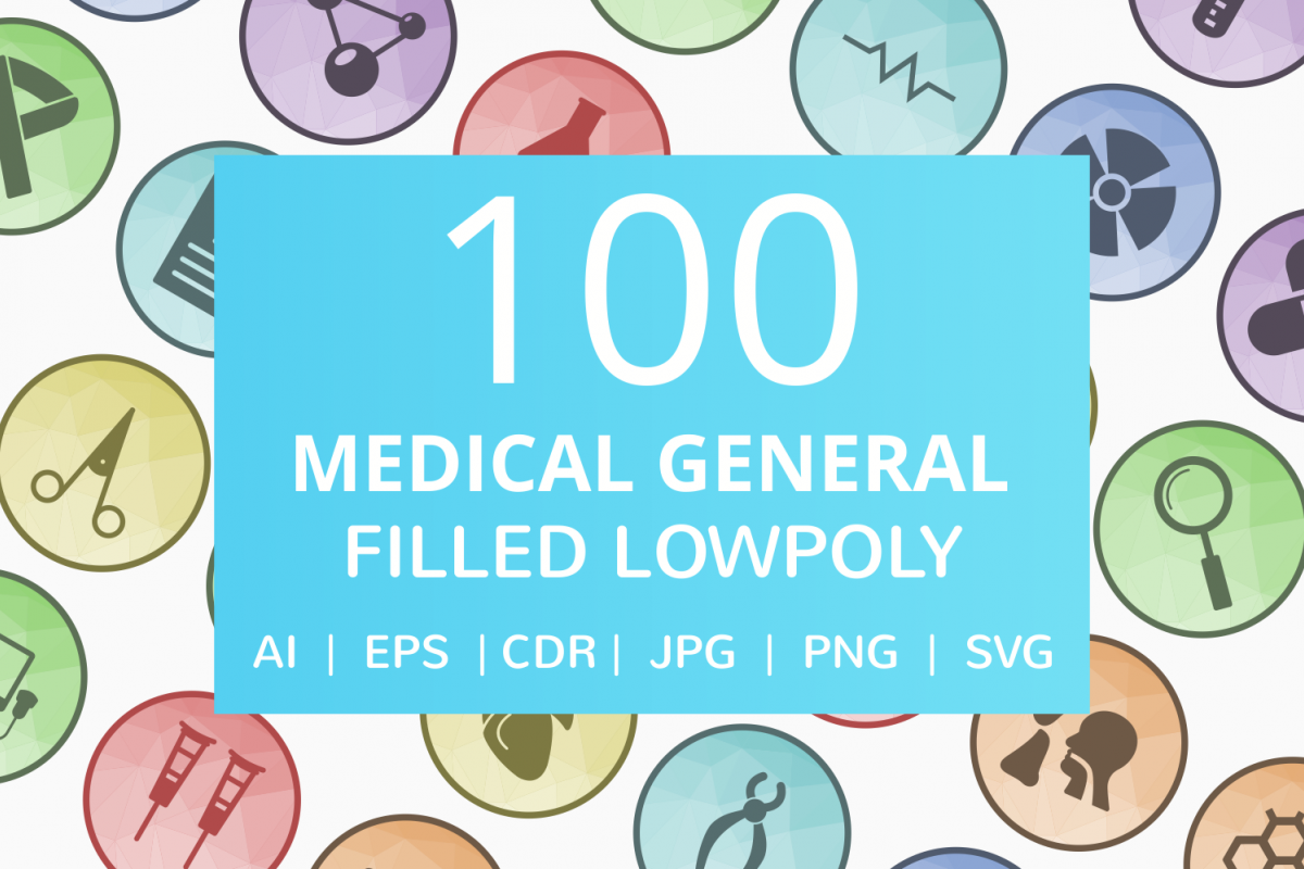 100 Medical General Filled Low Poly Icons example image 1