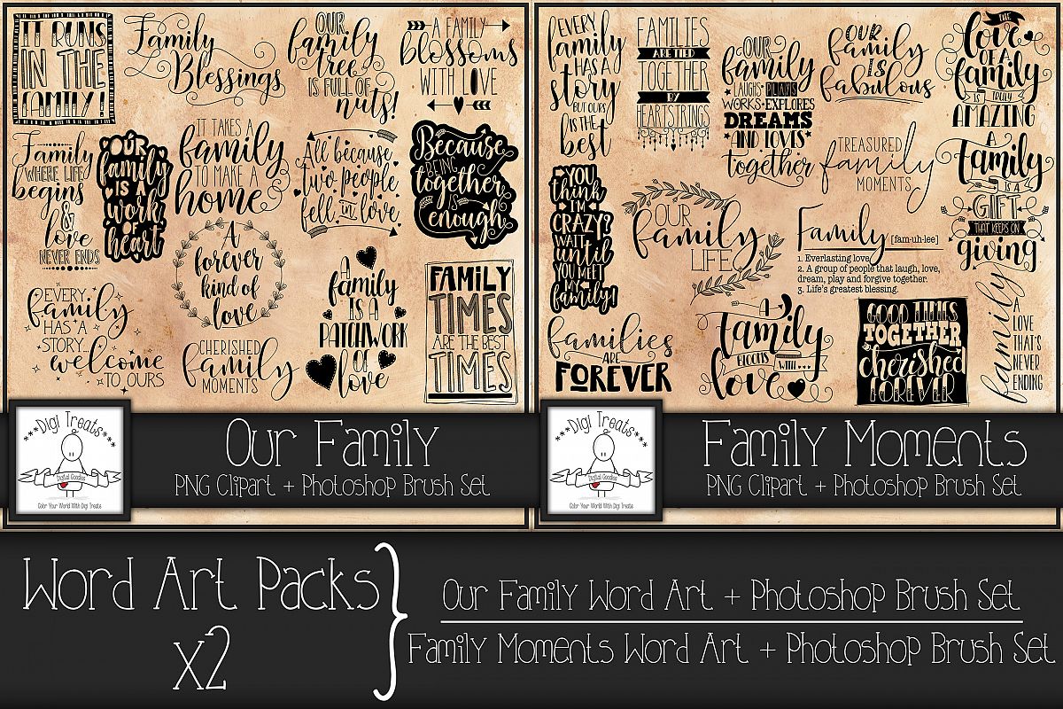 Word Art Packs x 2. Our Family and Family Moments. example image 1