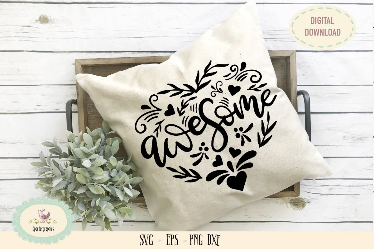 Awesome flower heart cut file SVG PNG EPS DXF example image 1