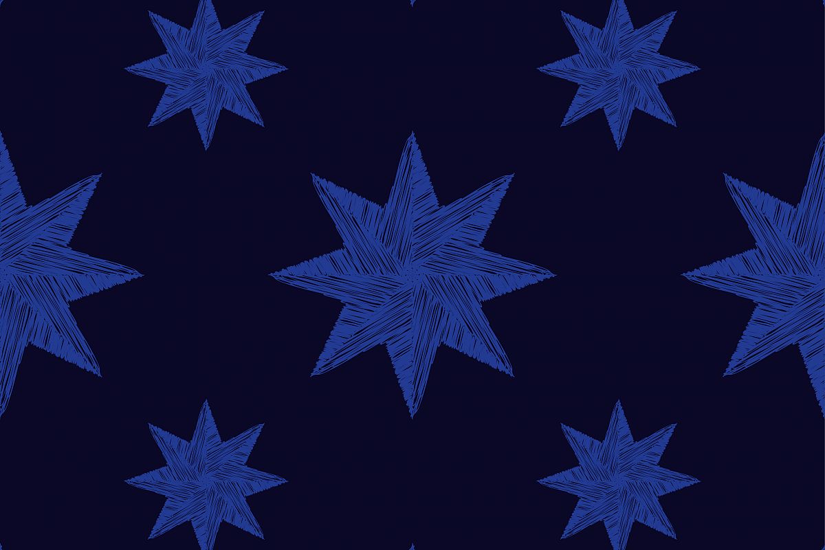Seamless blue vector background with decorative stars. example image 1