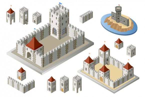 Fortress set vector Illustrations example image 1