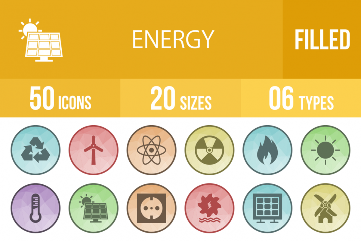 50 Energy Filled Low Poly Icons example image 1