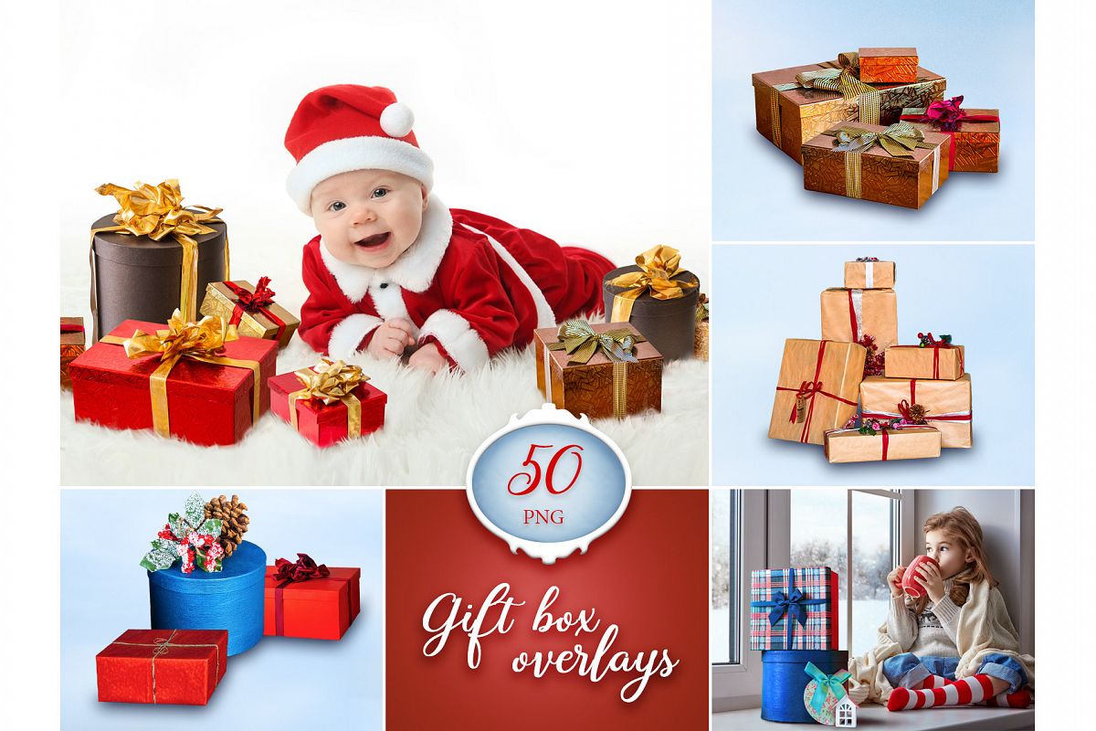 50 Gift Box Photo Overlays example image 1