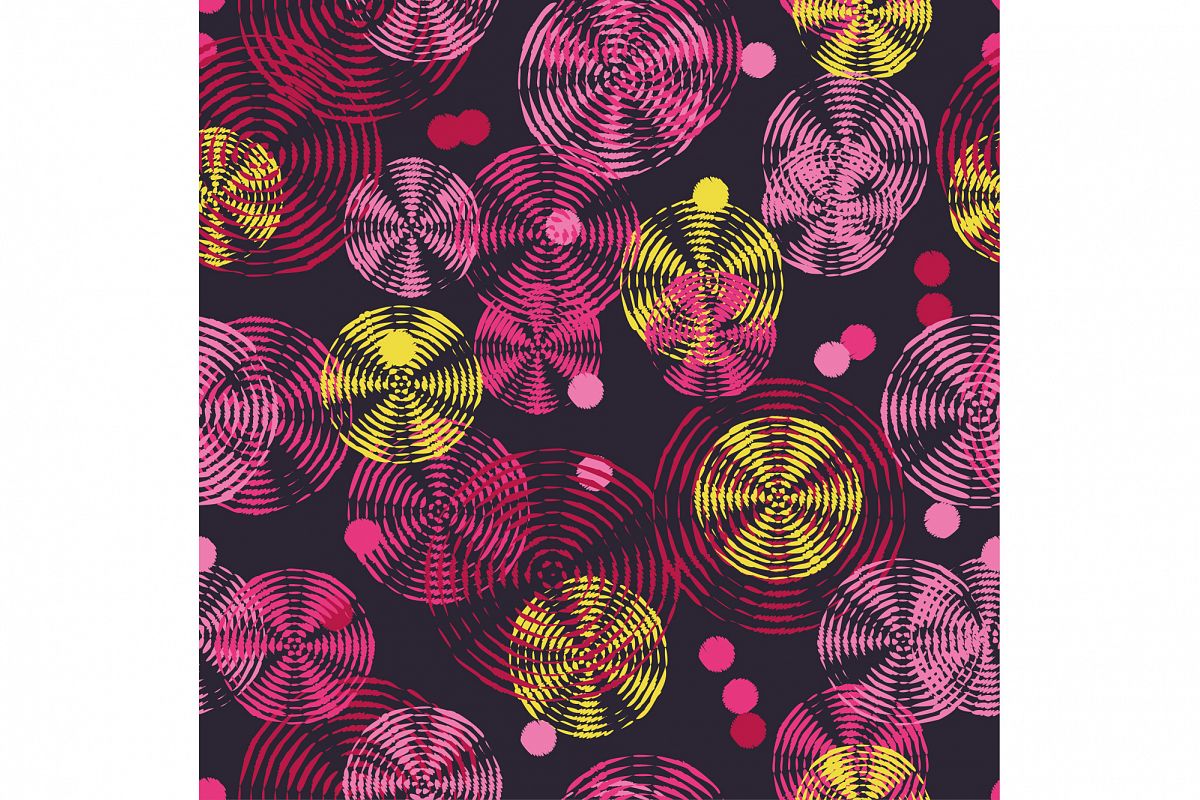 Seamless vector decorative background with rings and polka dots. Print. Cloth design, wallpaper. example image 1