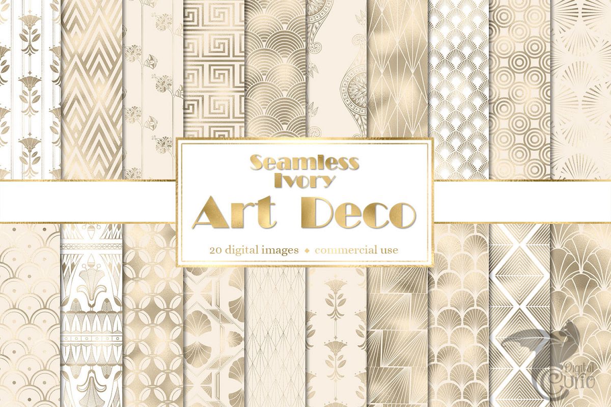 Ivory Art Deco Digital Paper