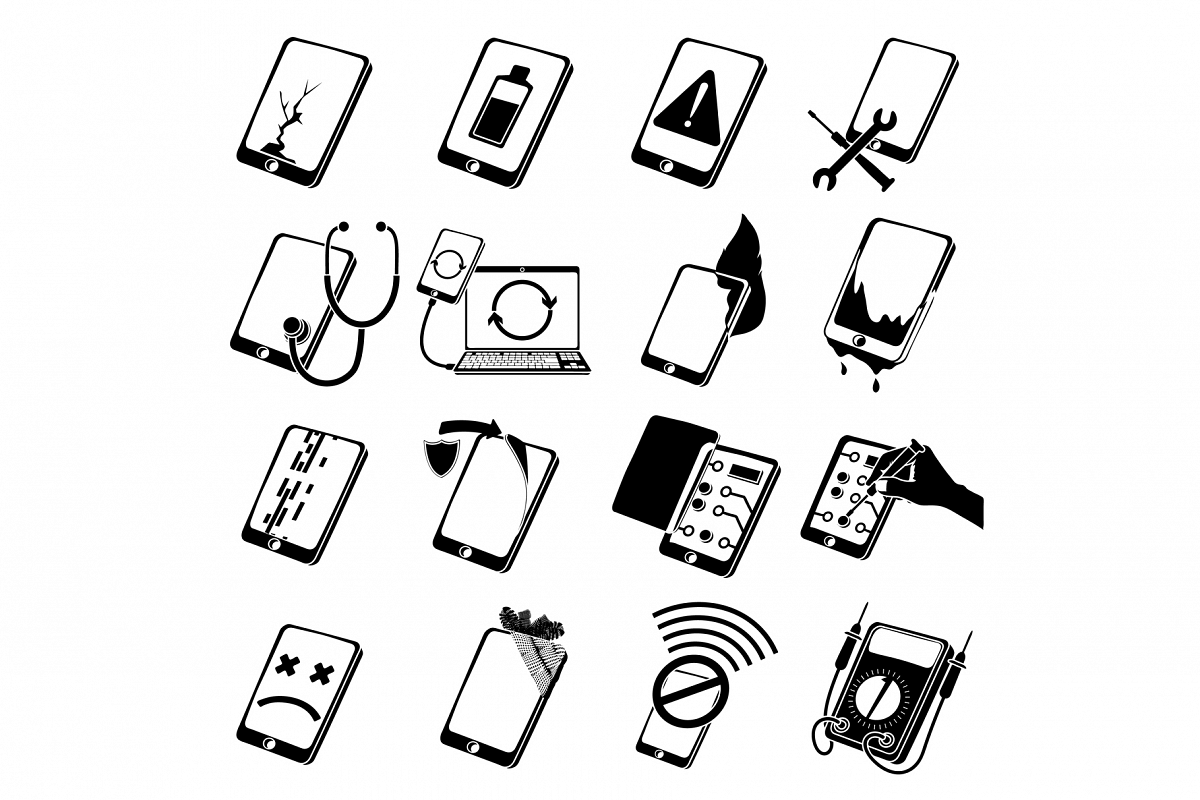 Repair phones fix icons set, simple style example image 1