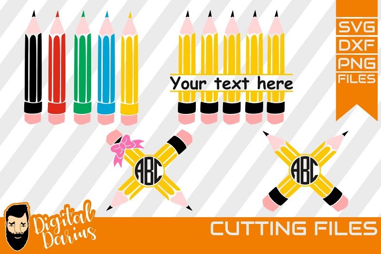 4x crayon monogram svg, back to school svg ,school svg, kids example image 1