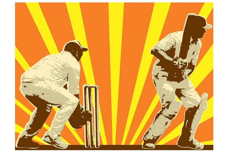 cricket player batsman batting retro example image 1