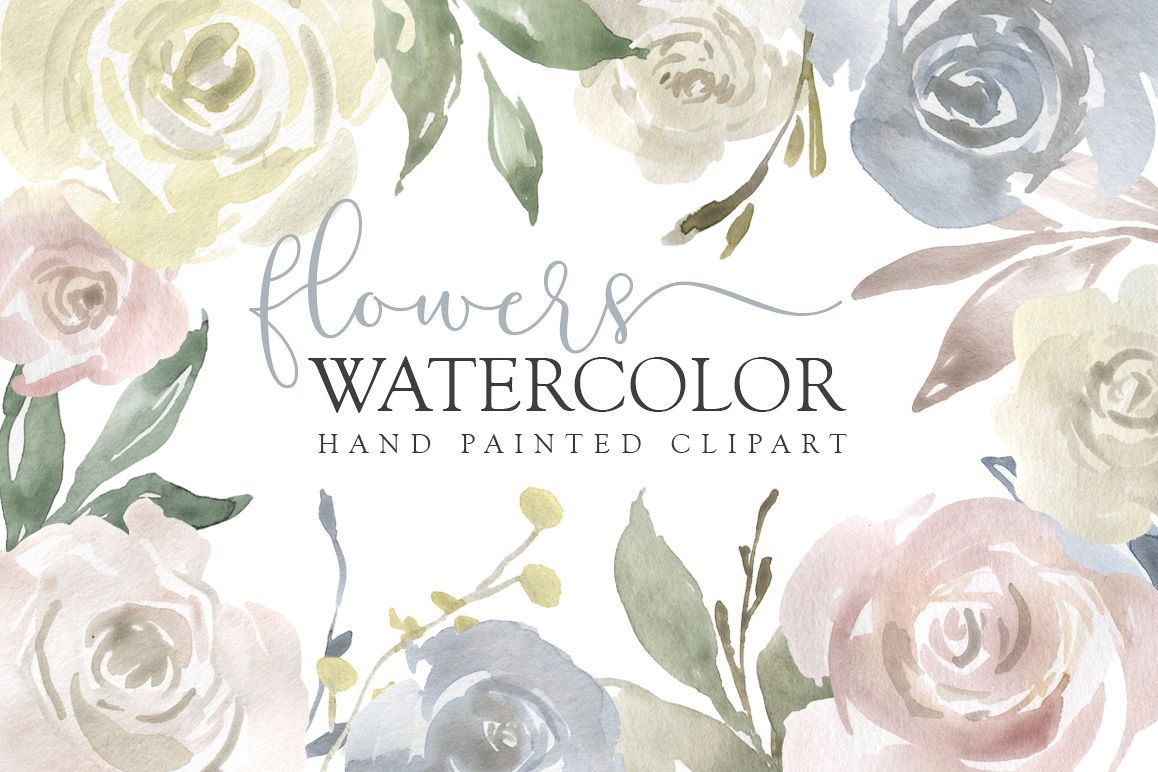 Watercolor Flowers, Bouquets, Frames Light PNG Clipart example image 1