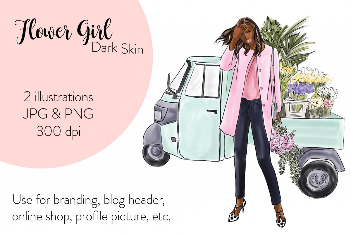 Fashion illustration - Flower Girl - Dark Skin example image 1
