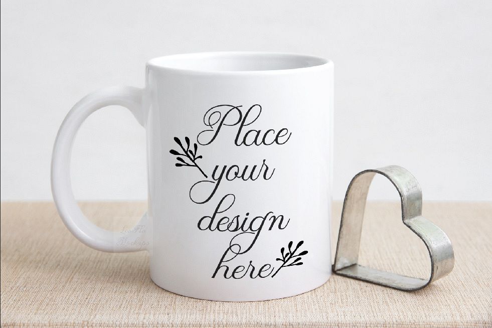 Valentine's white coffee mug mockup rustic sublimation mock example image 1