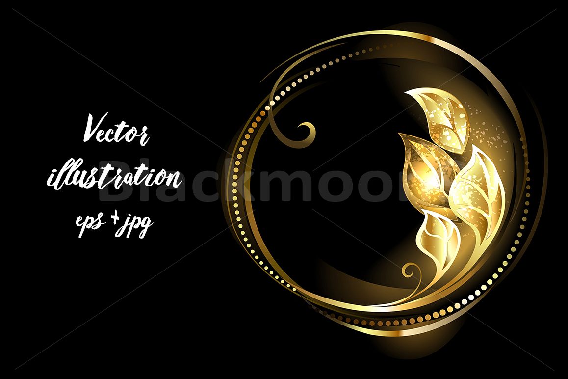 Round Banner with Golden Leaves example image 1