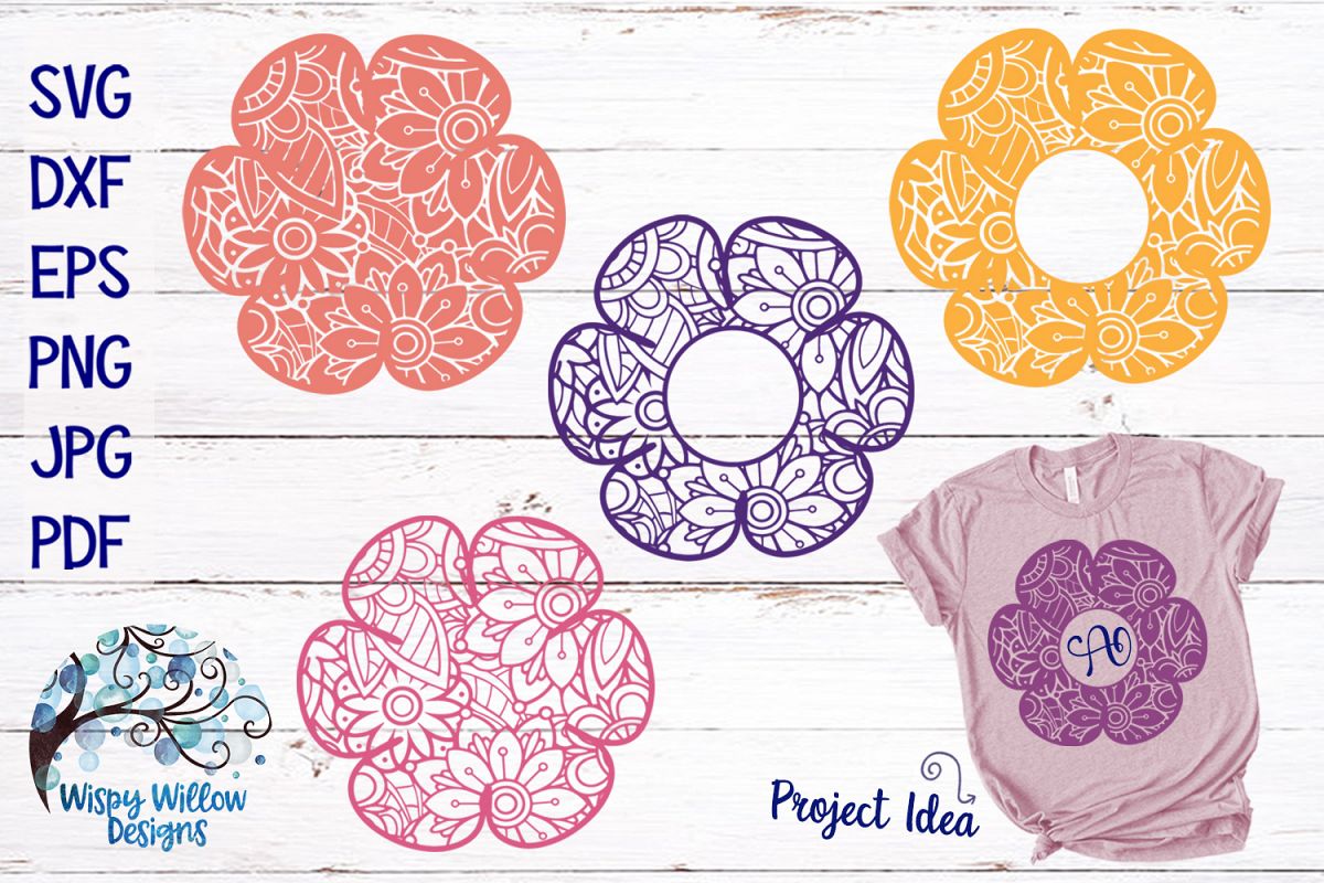 Flower Zentangle Mandala SVG Bundle example image 1