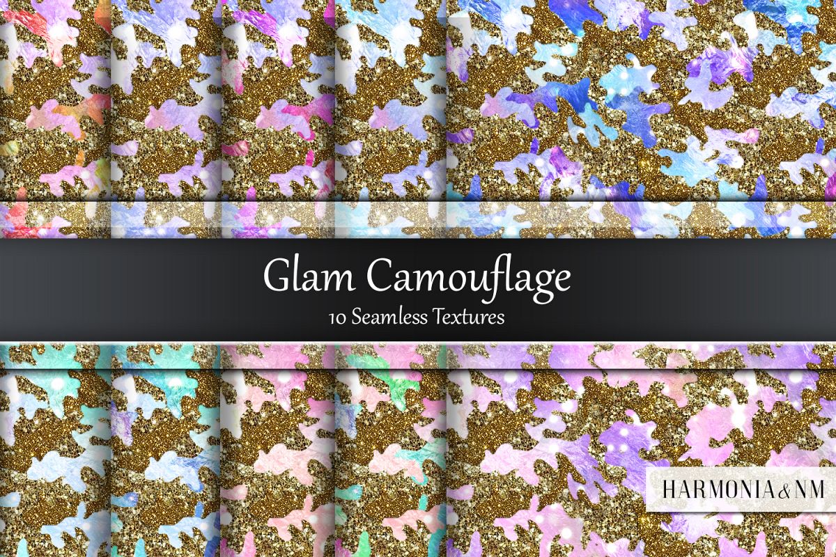 Glam Camouflage 10 Seamless Textures example image 1
